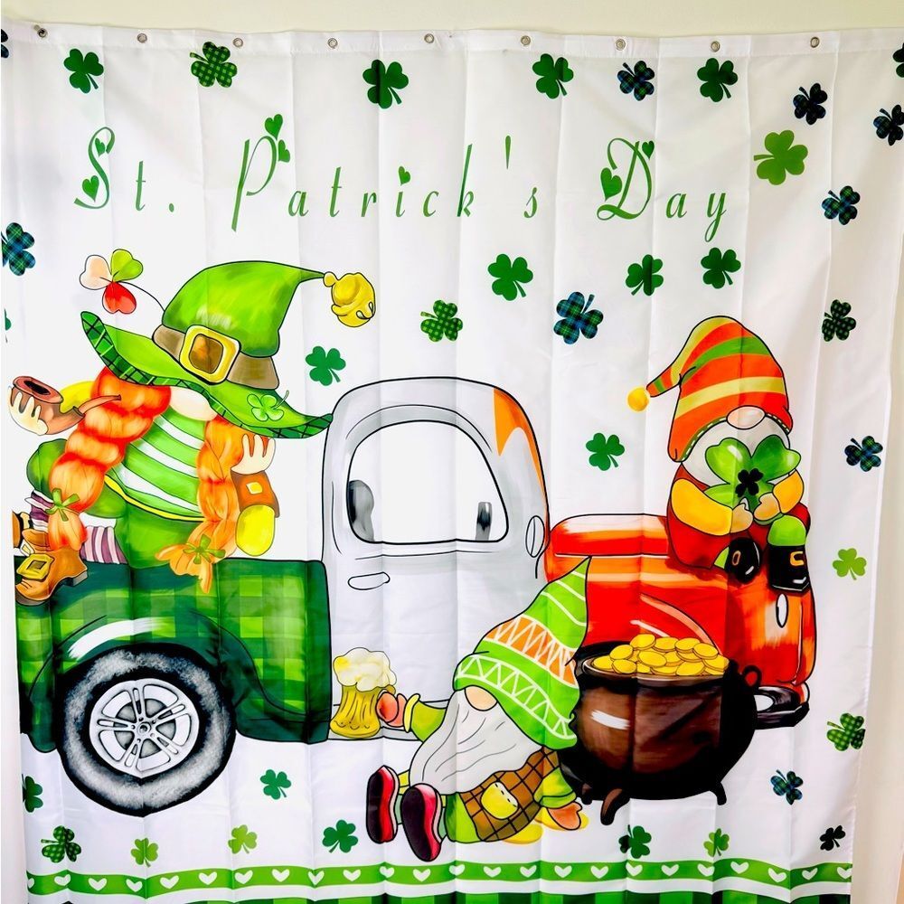 St. Patrick's Day Gnomes Shower Curtain With 12 Hooks 72x72